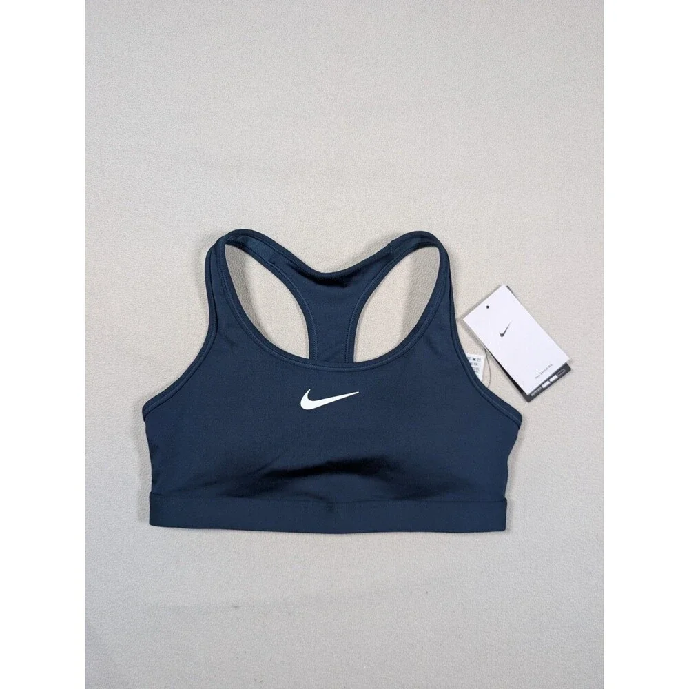 Nike Womens Swoosh Dri FIT Medium Support Racerback Sports Bra Blue DX6821-478 S